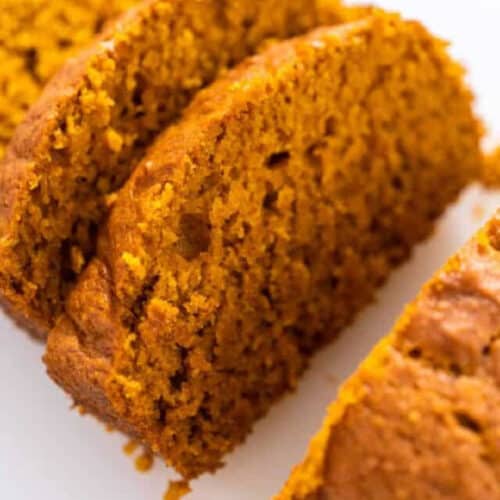 Close up of slices of Pumpkin Bread.