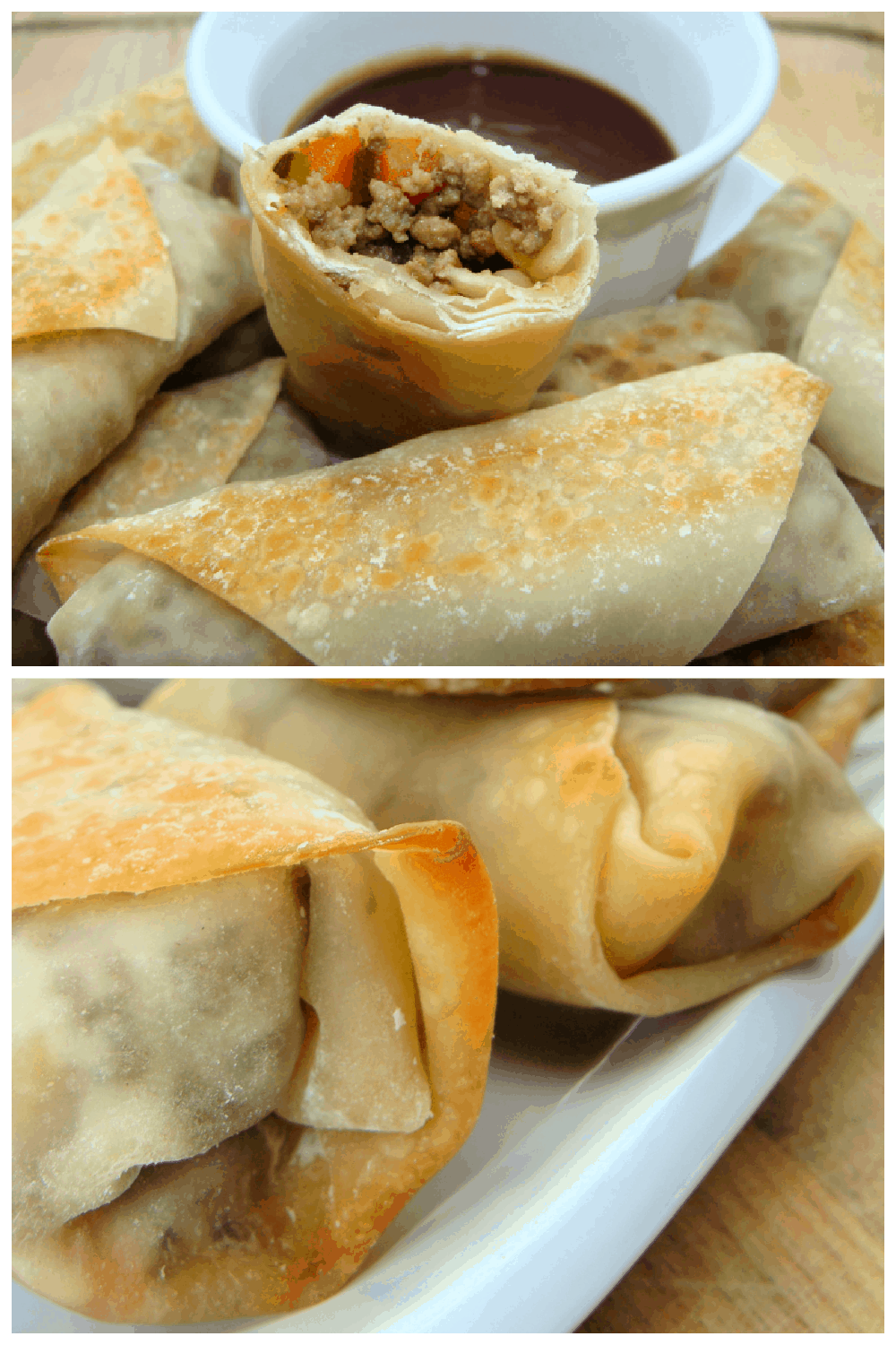 With ground pork, tender veggies and just the right combination of garlic and fresh ginger, these Baked Eggrolls are better than any take out you can order! via @jugglingactmama