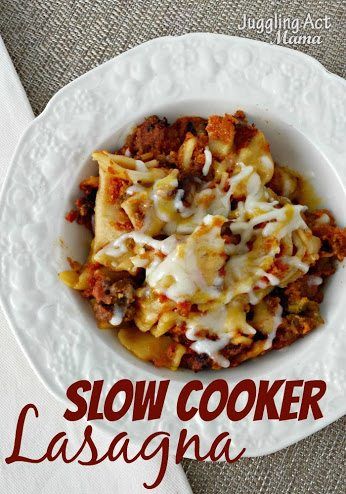 Just one bite of this Slow Cooker Lasagna recipe, and you'll be hooked! We know this will be your favorite lasagna recipe – it's that delicious. via @jugglingactmama