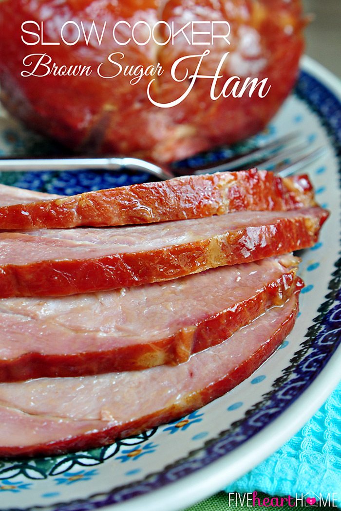 Slow Cooker Brown Sugar Ham from Five Heart Home