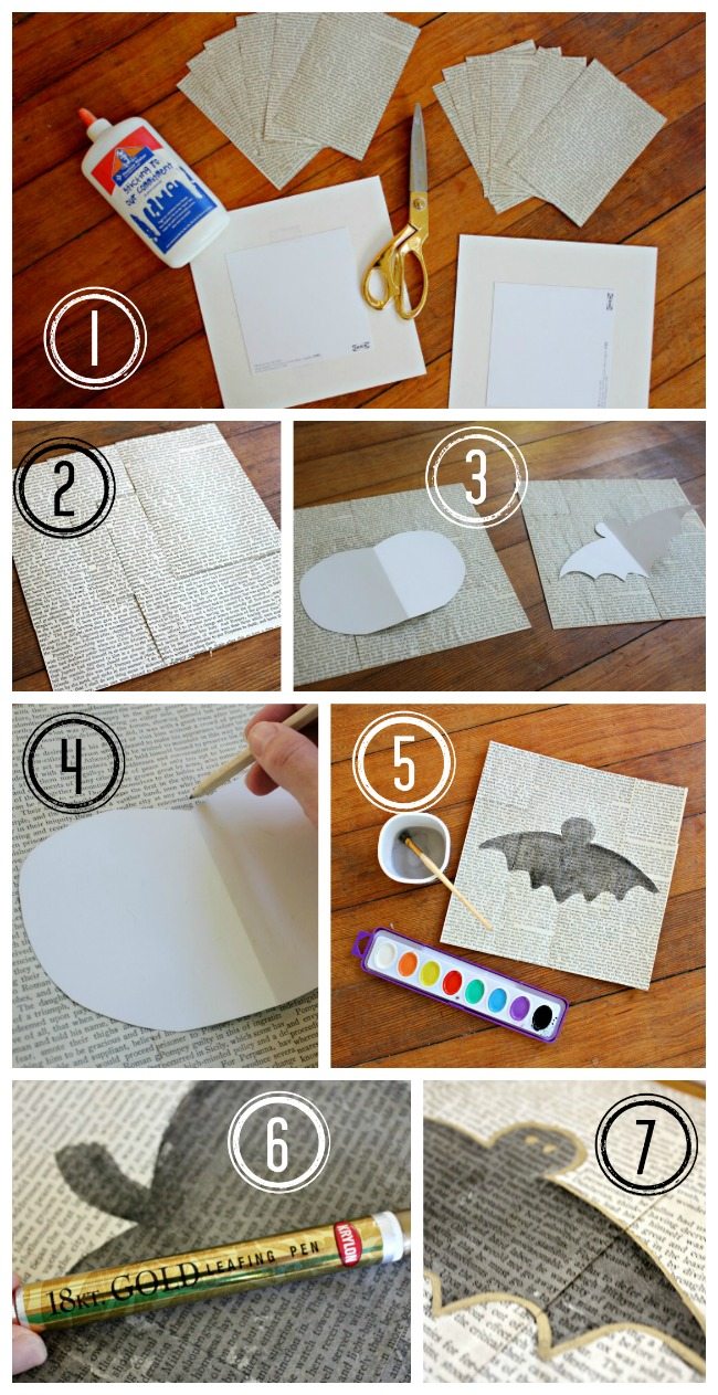 Easy to Create Art: Book Page Watercolor Halloween Art | View From The Fridge for Juggling Act Mama