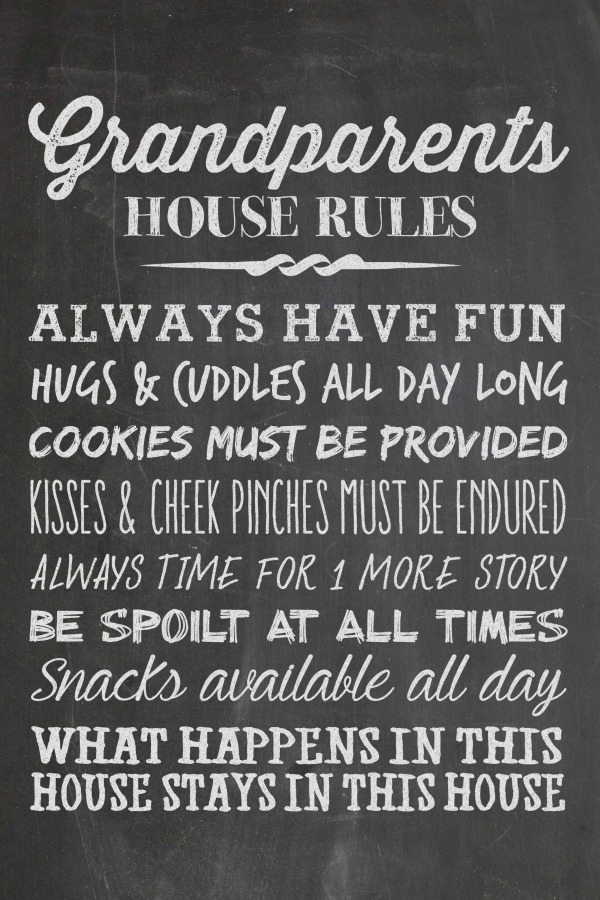 Grandparent's House Rules - - Juggling Act Mama free chalkboard printable