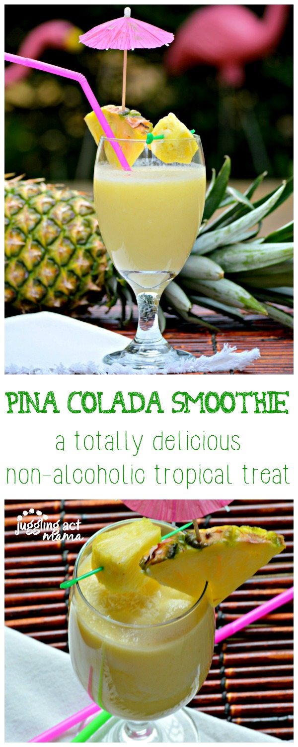 Pina Colada Smoothie - a totally delicious non-alcoholic tropical treat via Juggling Act Mama