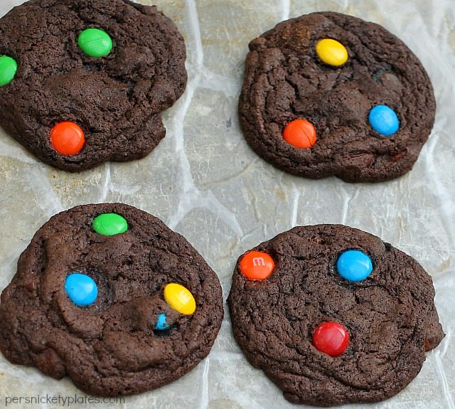 Chewy Brownie M&M Cookies Persnickety Plates Juggling Act Mama