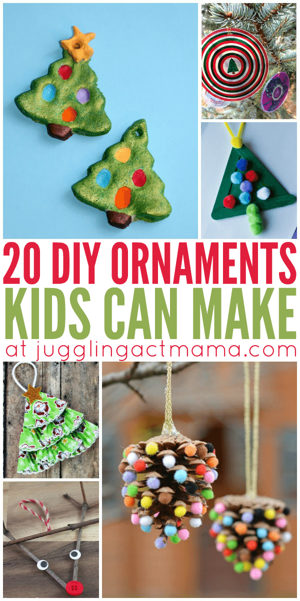 Add memories and personality to your Christmas tree with any of these fun DIY Christmas Ornaments Kids Can Make. via @jugglingactmama