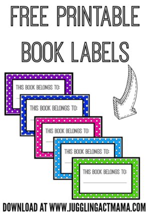 Book Name Tags Printable - FREEBIE - Juggling Act Mama