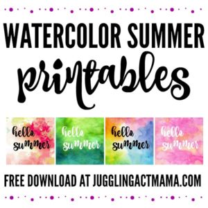 Watercolor Hello Summer Printables - Juggling Act Mama