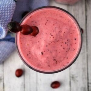 Top down view of Cranberry Pineapple Smoothie.