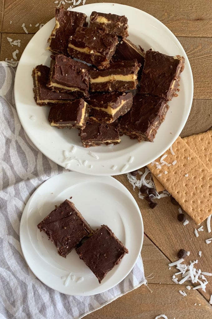 dessert squares on a serving plate