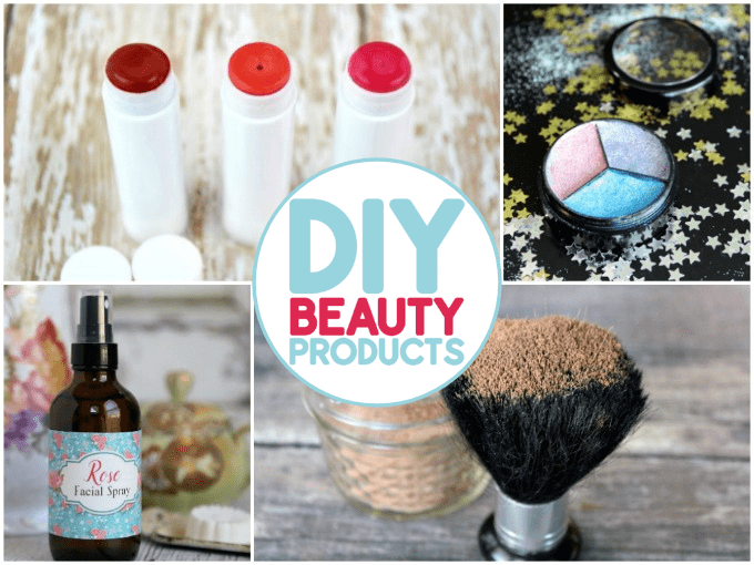 Collage of DIY beauty products.