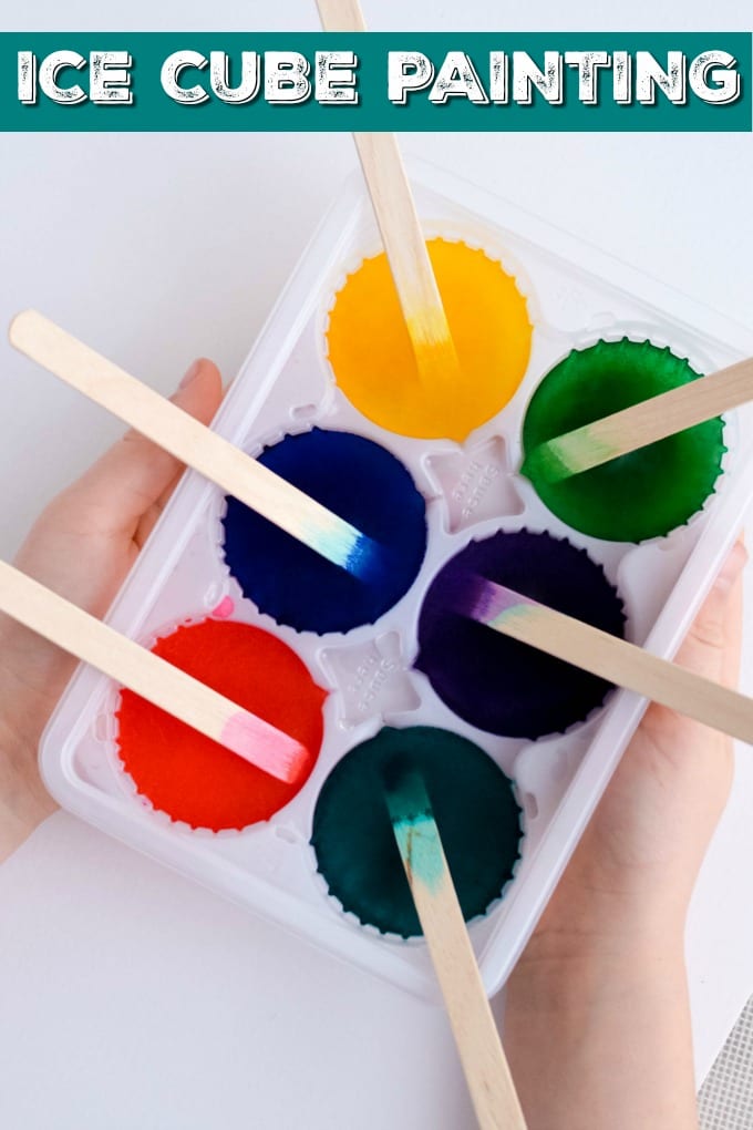 Painting with Ice Cubes - When the weather is hot and humid, the kids will love this fun and easy Ice Cube Painting activity! via @jugglingactmama