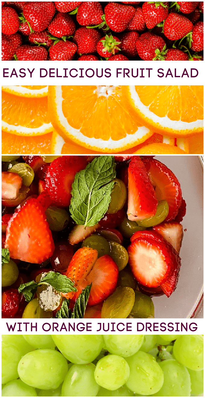 Dressing for fruit salad with orange juice - Kids (and adults!) will love getting in their daily serving of fruits with a bowl full of this delicious fruity treat. This fruit salad with orange juice dressing is naturally sweet and has just a hint of sugar, vanilla, and orange to bring out all the delicious flavors! via @jugglingactmama