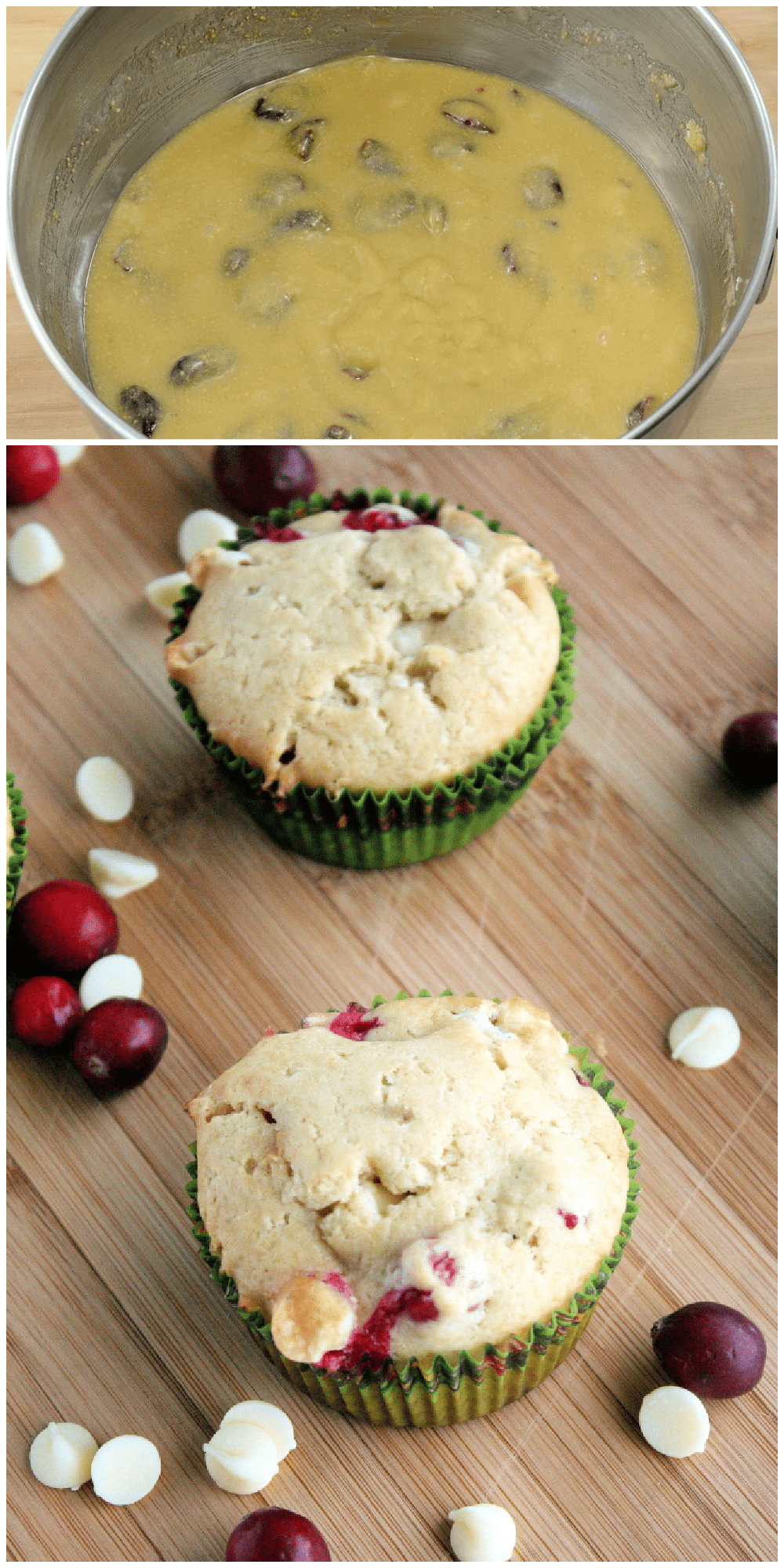 These Cranberry White Chocolate Muffins are perfect for your holiday breakfast buffet. They are full of delicious fresh cranberries, rich white chocolate, and bright orange juice, and zest. Even your kids will love them! via @jugglingactmama