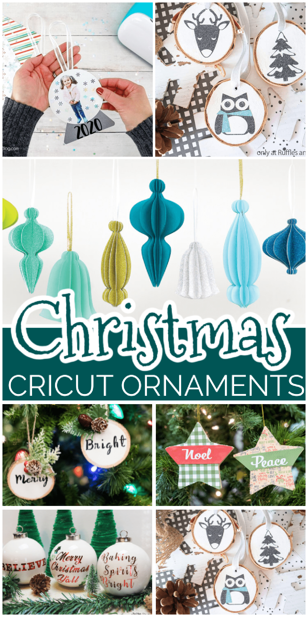 More than 15 beautiful Christmas ornaments made with your Cricut machine! Easy and gorgeous. via @jugglingactmama