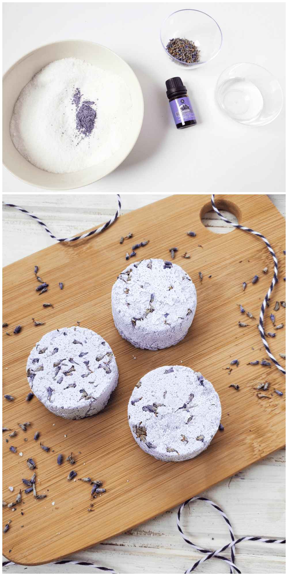 Relax and allow the stress of your day to leave your body as you shower with these Lavender Scented Shower Steamers. They are easy to make and make beautiful gifts for friends. via @jugglingactmama