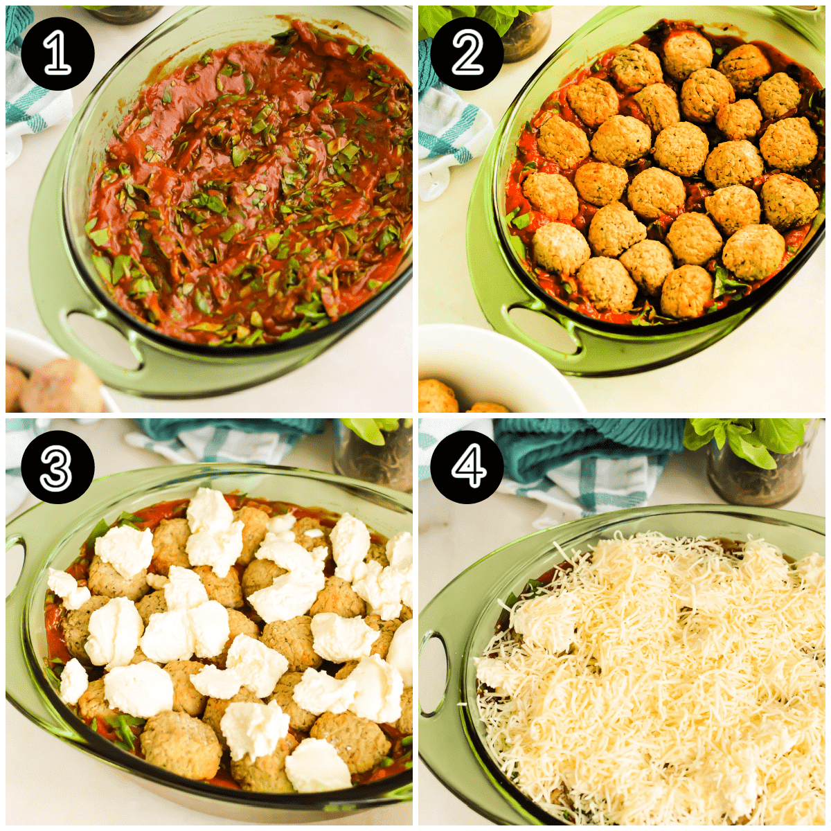 How to Make Meatball Casserole collage image.