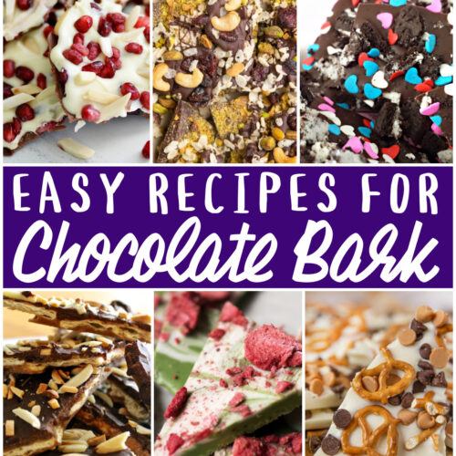 Easy Recipes for Chocolate Bark square collage with text overlay.