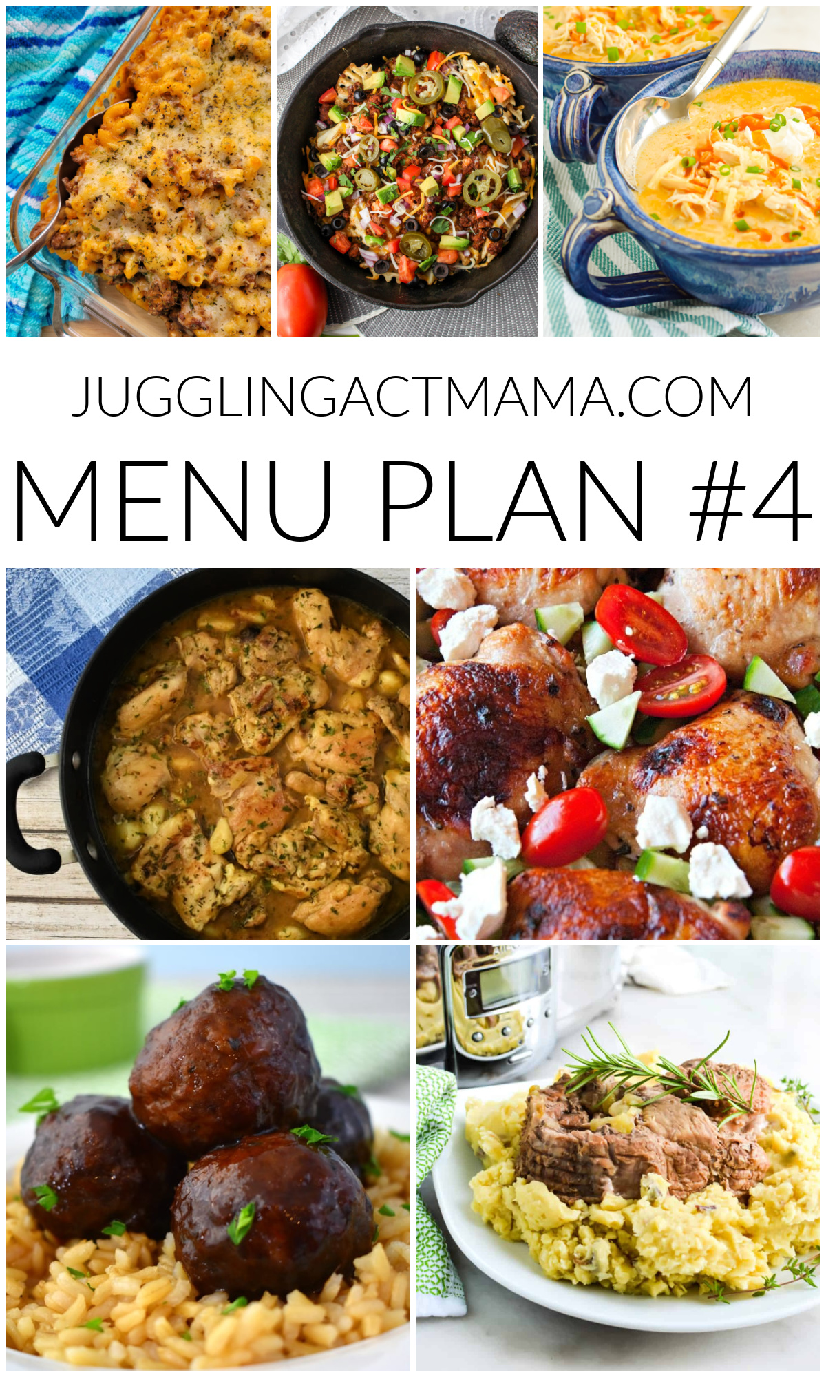 Pinterest collage image for Meal Plan 4 with text overlay.