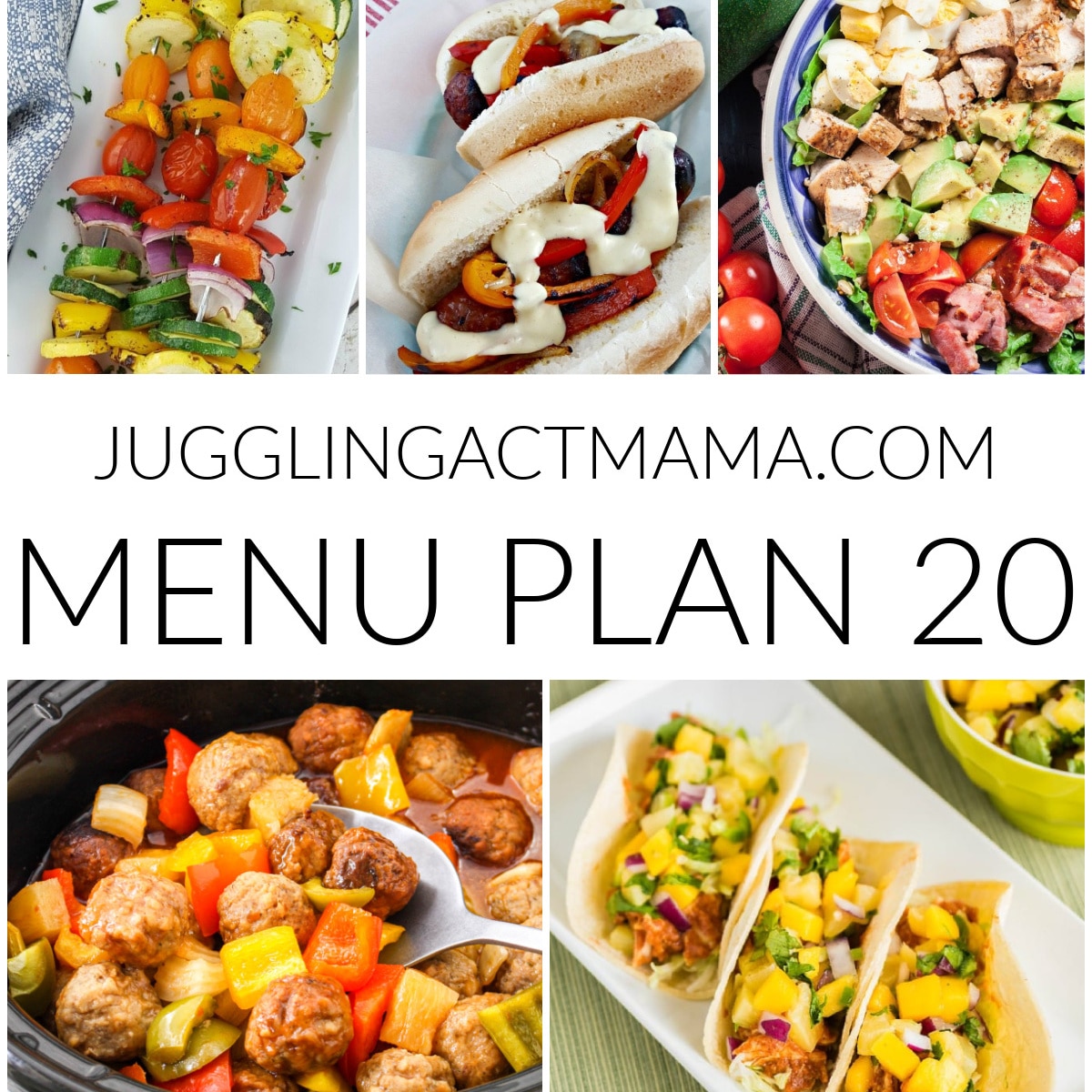Meal Plan 20 square collage image with text overlay.