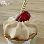 Close up of frosted Root Beer Cupcake.