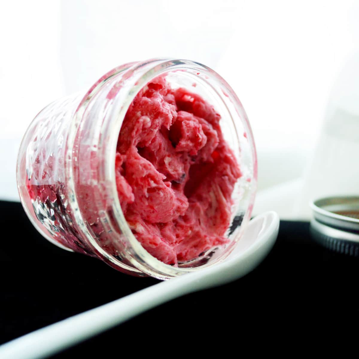 Cranberry butter in a jar.