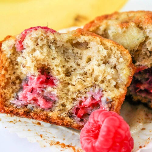 Banana Raspberry Muffins - Juggling Act Mama